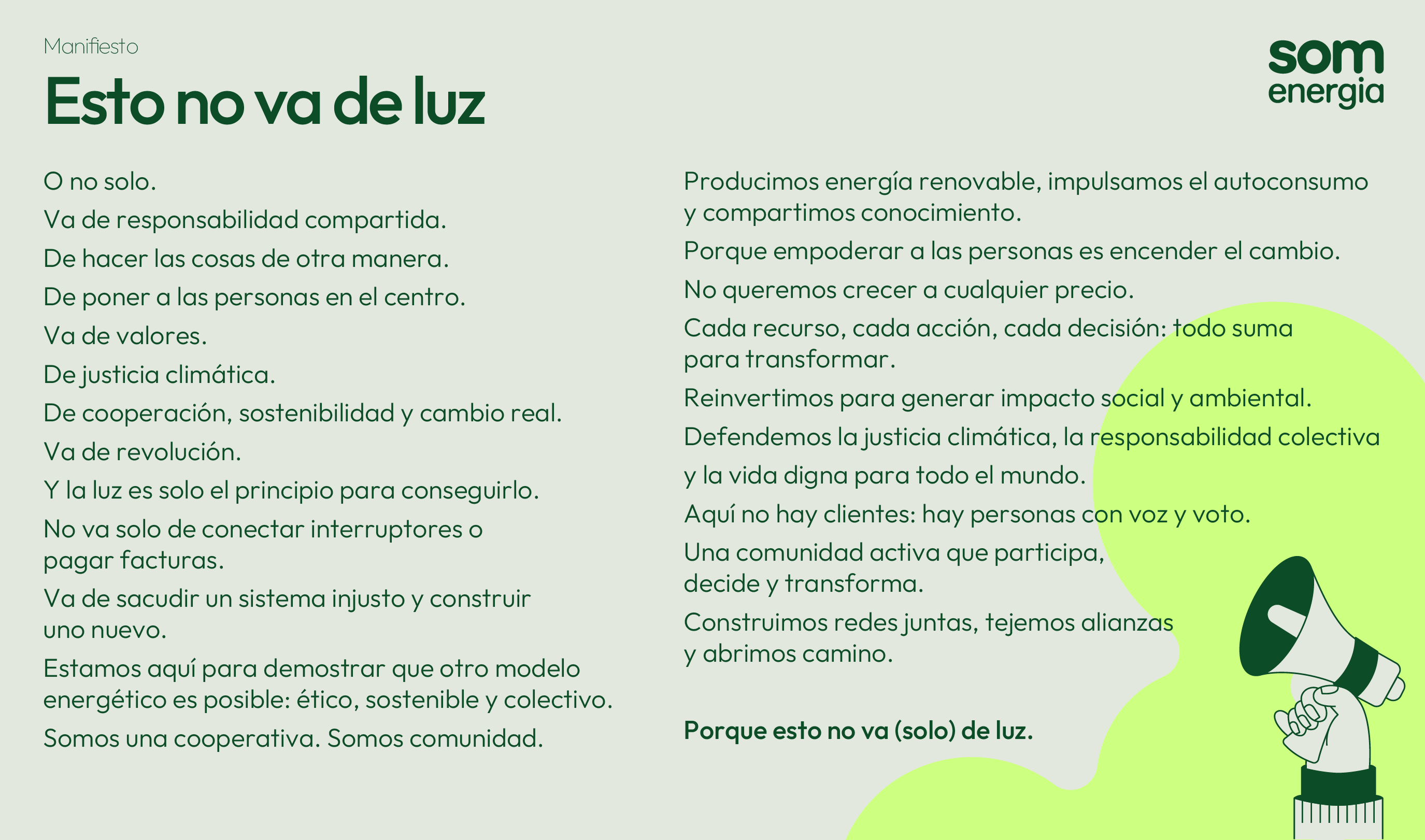 Imagen con el manifiesto de Som Energia