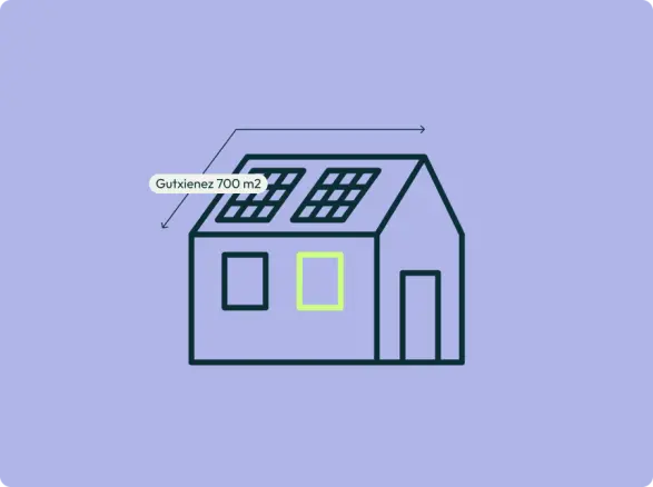 Gráfico que detalla los requisitos de 700m2, orientación sur y sin sombras y ubicación en un entorno urbano que debe tener una cubierta para poder desarrollar un Gurb