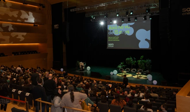Fotografía del acto de los 15 años de Som Energia en el Auditorio de Girona